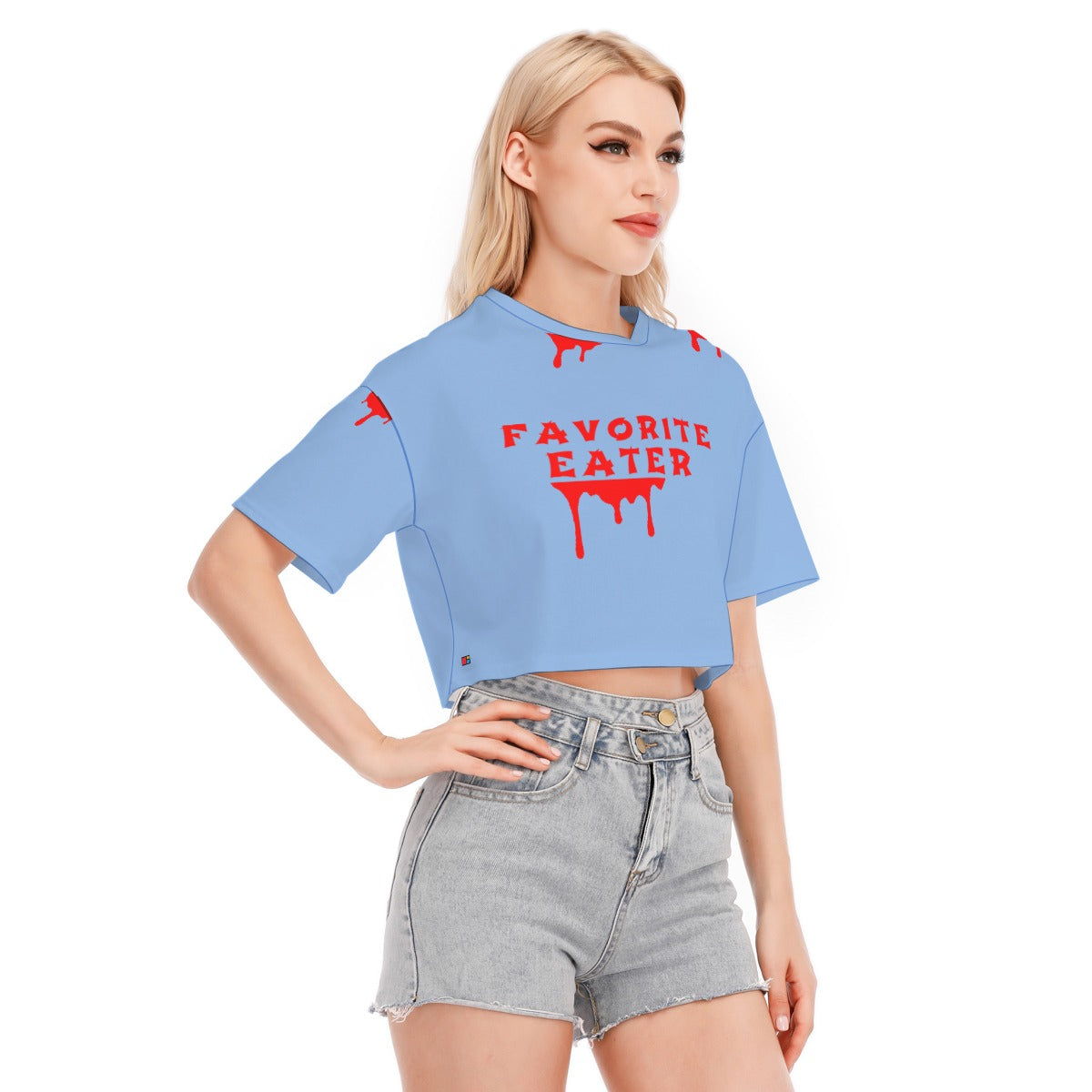 FAV EATER CROPPED T-SHIRT BLUE | FREE SHIPPING