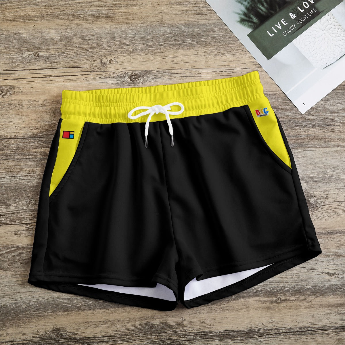 YELL/BLK Shorts FREE SHIPPING
