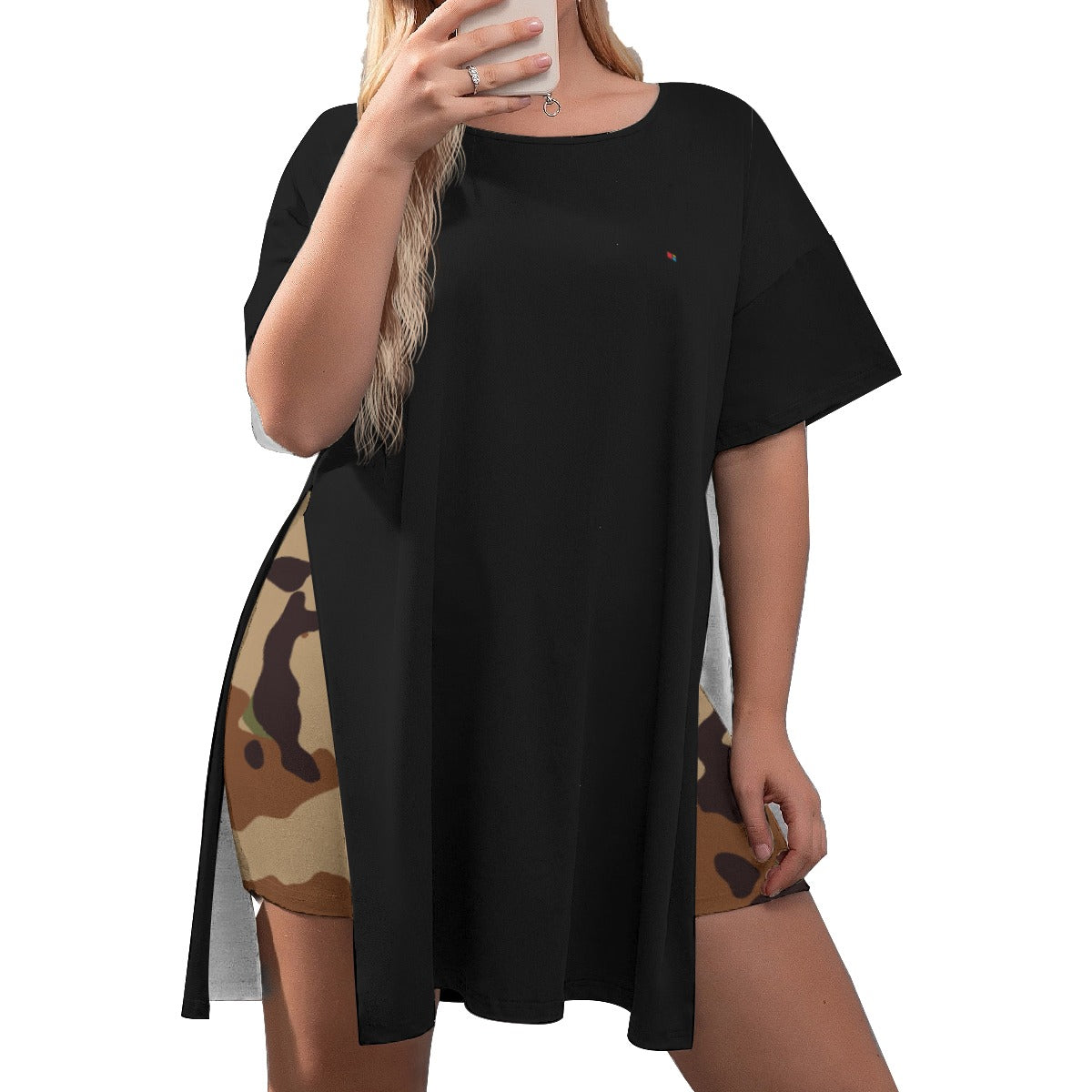 T-Shirt with Side Split and Shorts (Plus Size) FREE SHIPPING