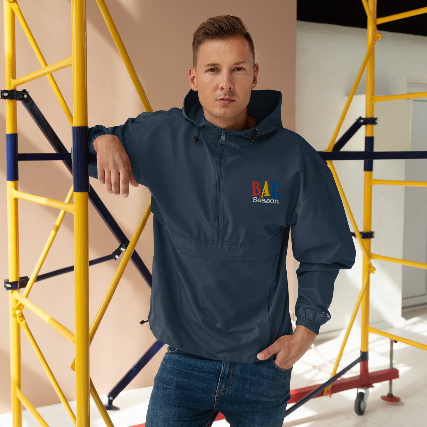 Bag Season Embroidered Champion Packable Jacket FREE SHIPPING