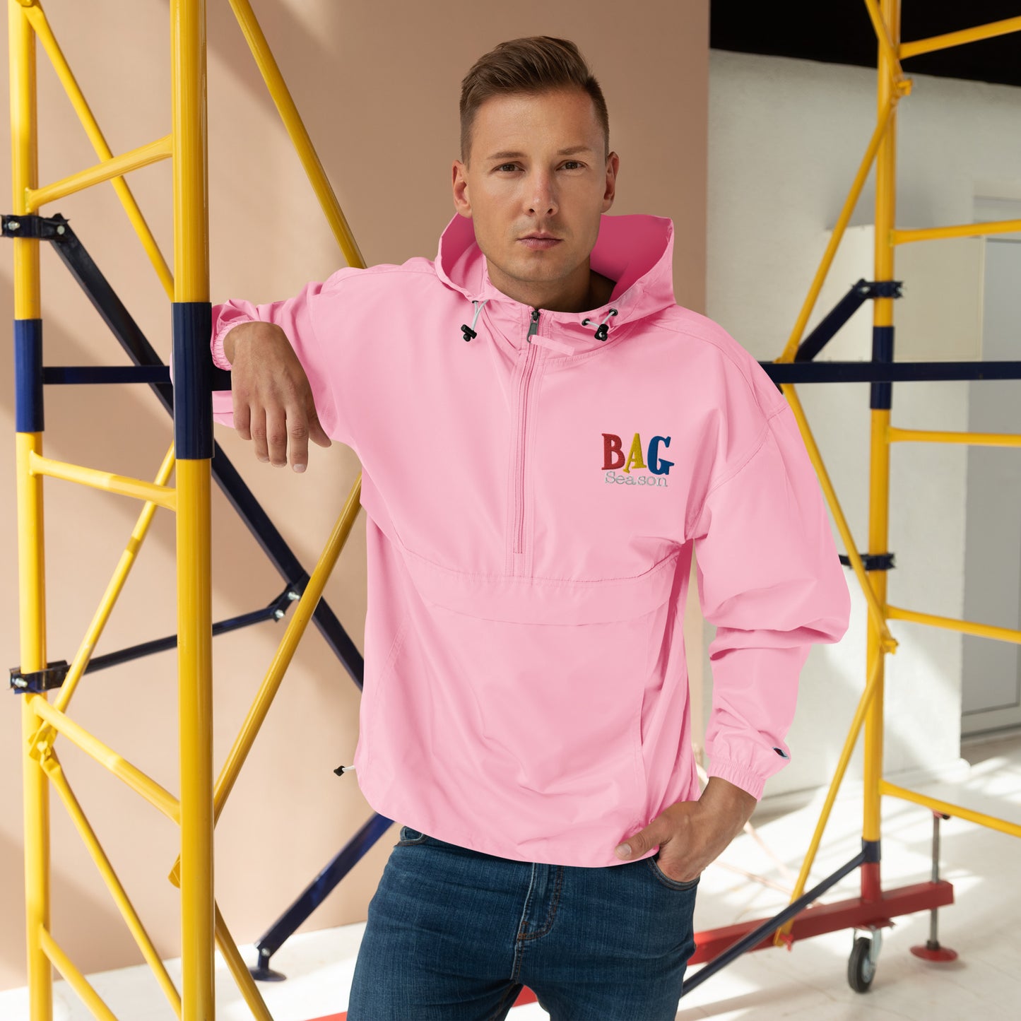Bag Season Embroidered Champion Packable Jacket FREE SHIPPING