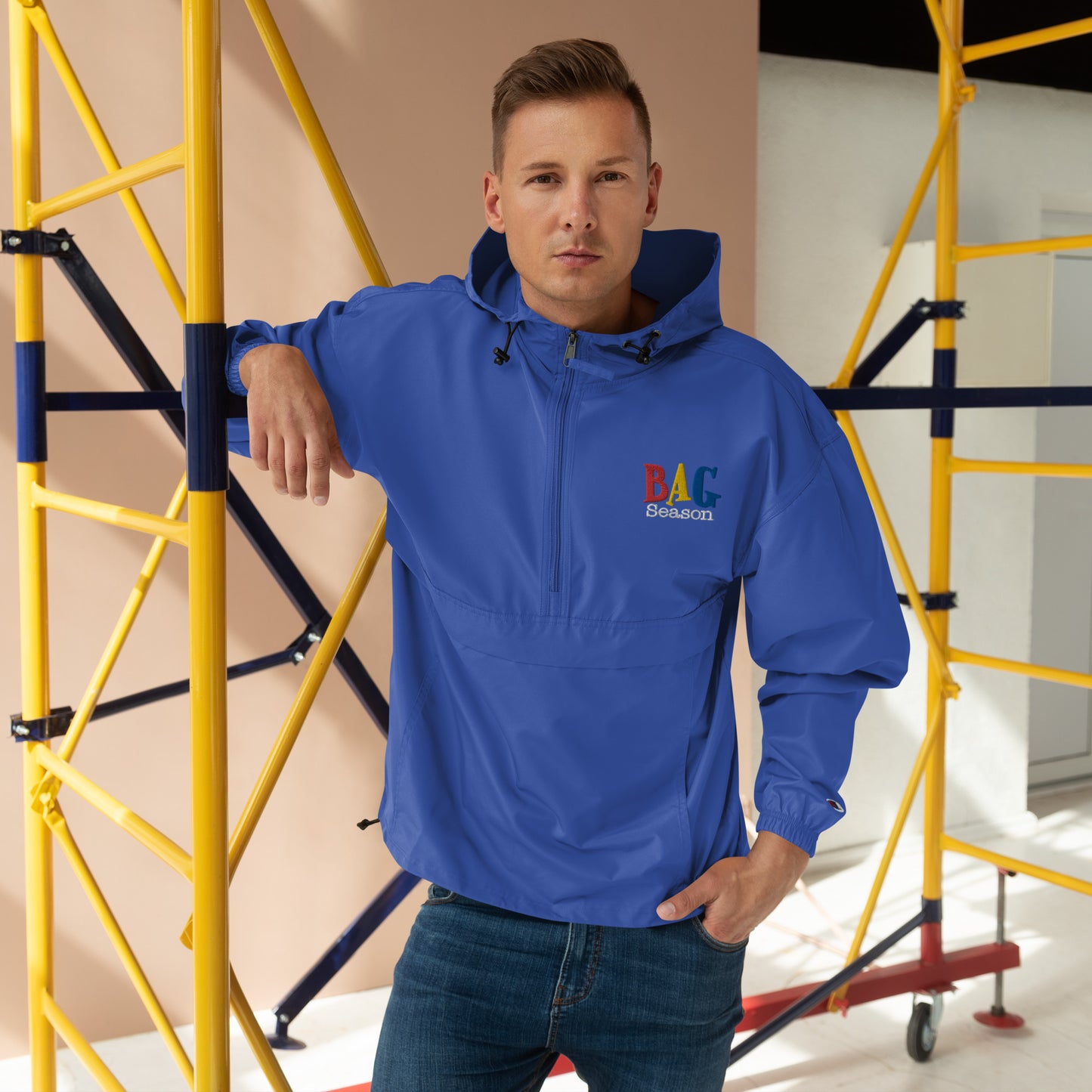 Bag Season Embroidered Champion Packable Jacket FREE SHIPPING