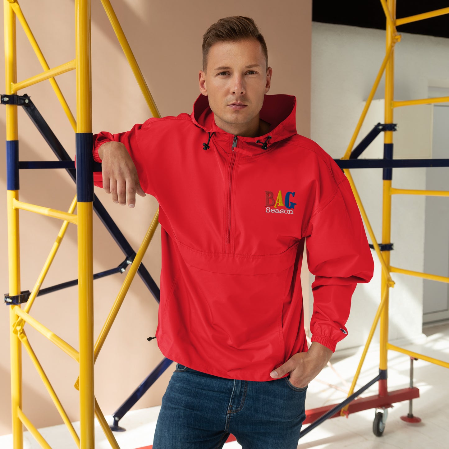 Bag Season Embroidered Champion Packable Jacket FREE SHIPPING