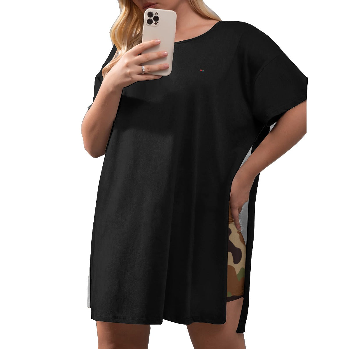 T-Shirt with Side Split and Shorts (Plus Size) FREE SHIPPING