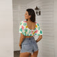 Cropped Top With Puff Sleeve FREE SHIPPING