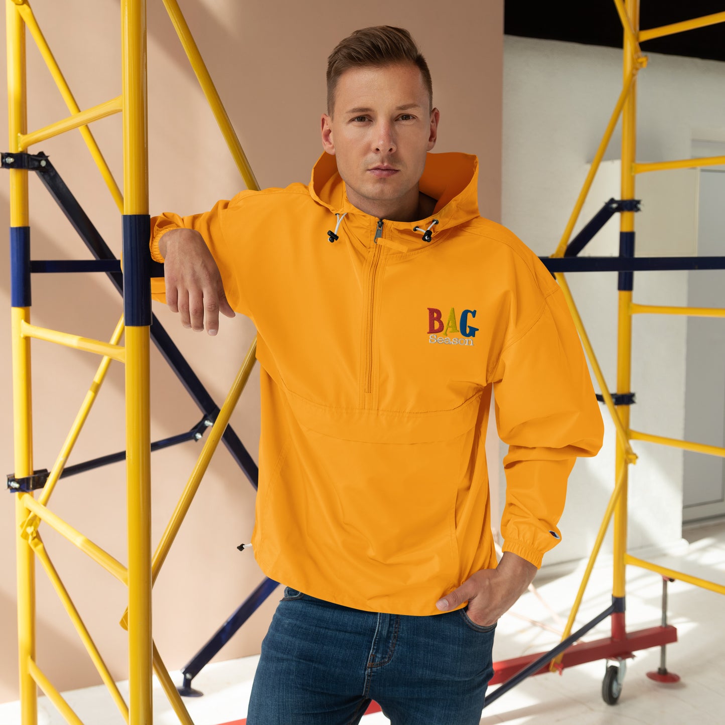 Bag Season Embroidered Champion Packable Jacket FREE SHIPPING